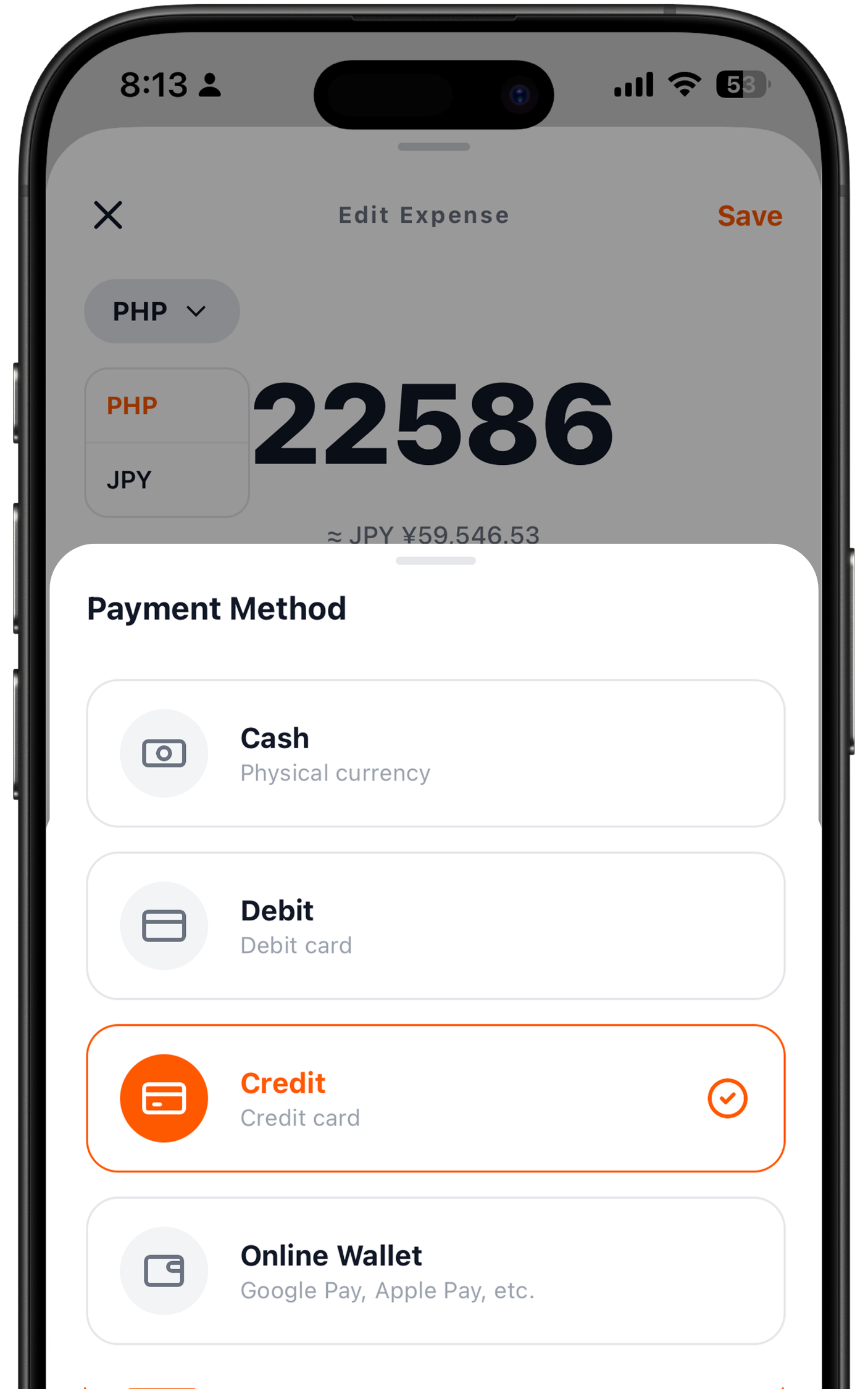 Organize Payment Method Used